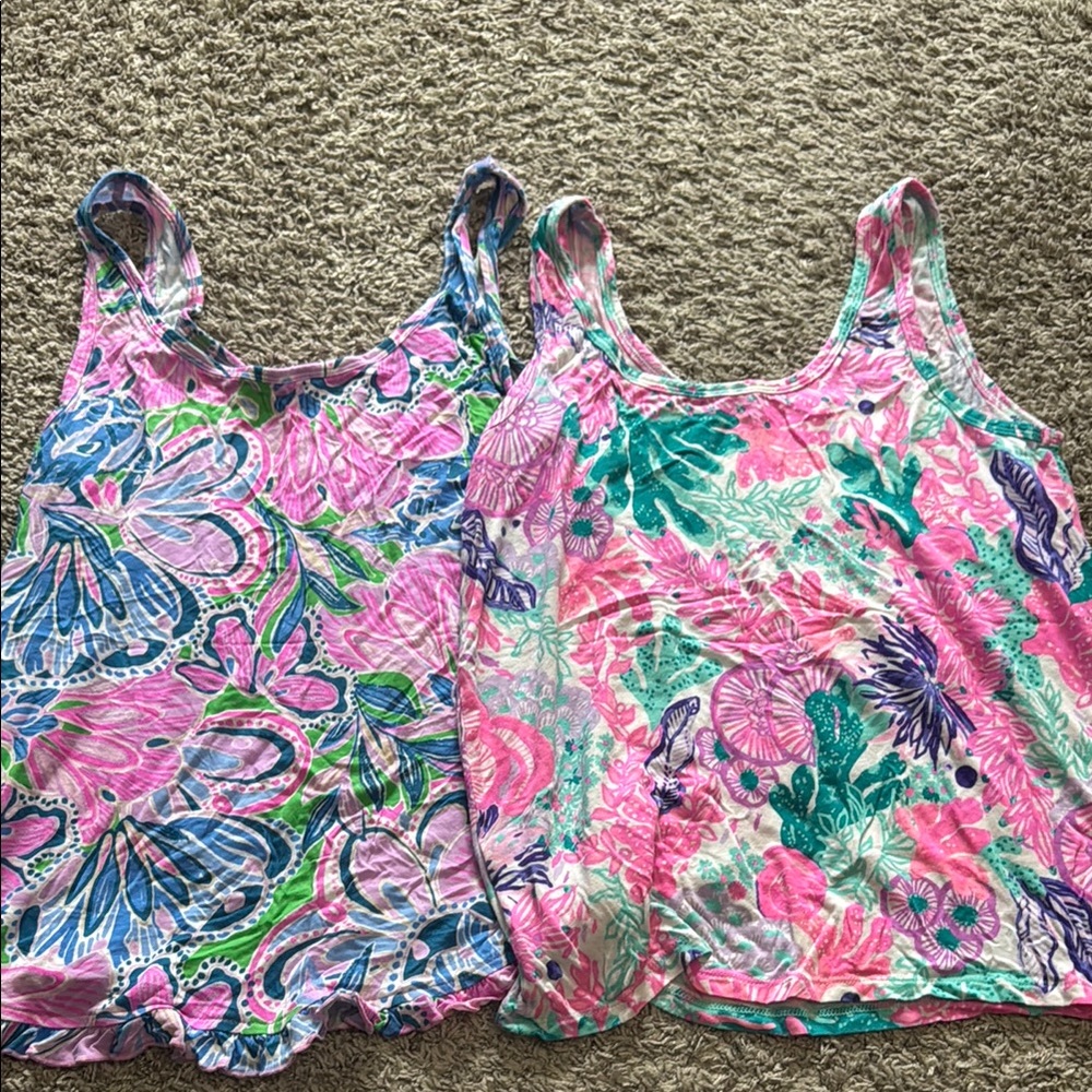 Lilly Pulitzer Pink and Blue Floral Tops